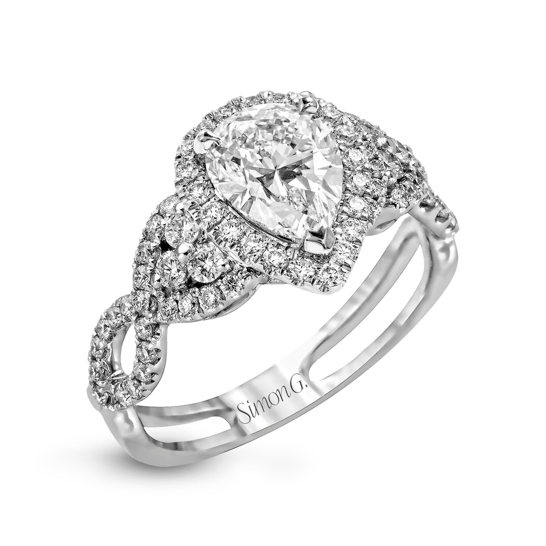Pear-Cut Halo Engagement Ring In 18k Gold With Diamonds TR160-PR