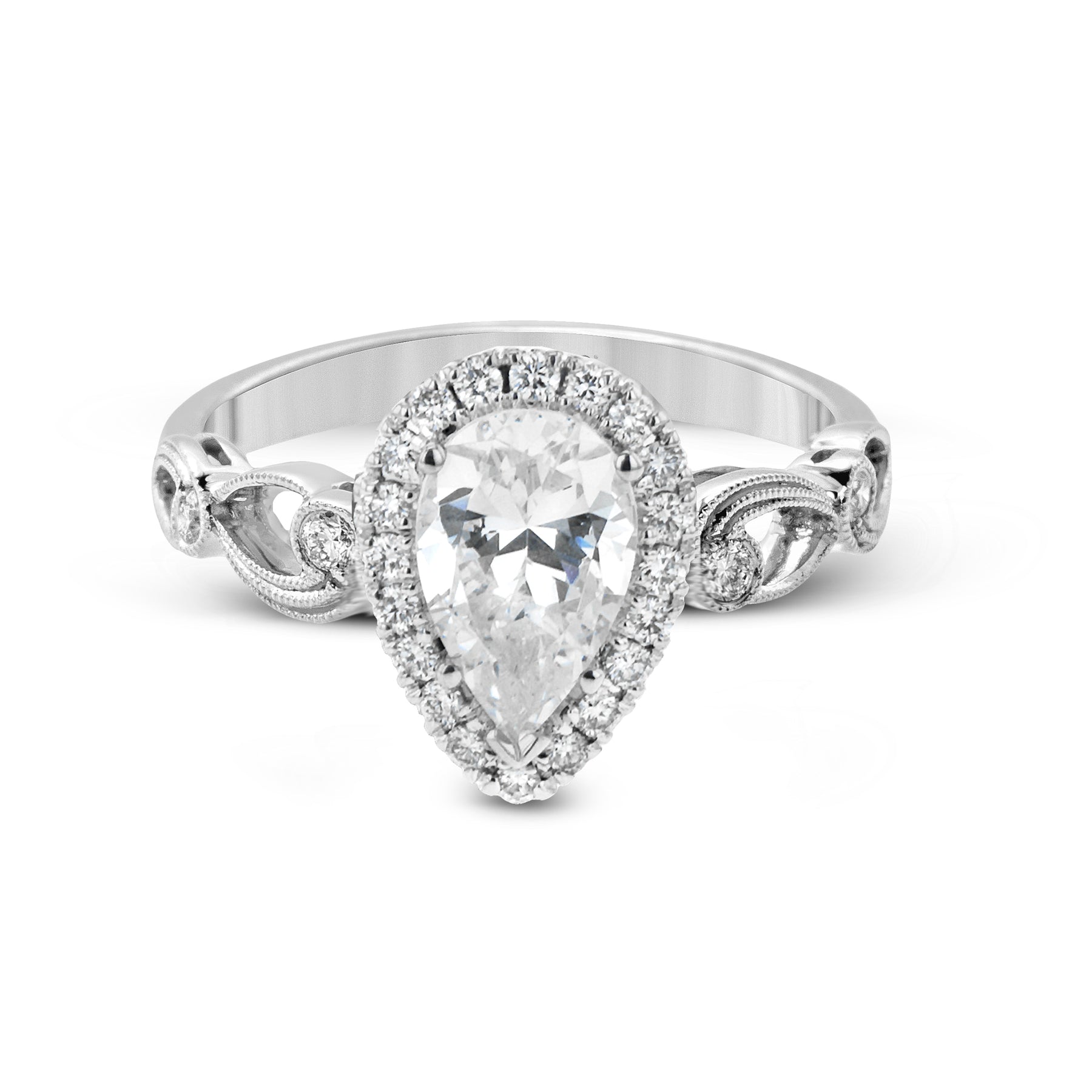 Pear-Cut Halo Engagement Ring In 18k Gold With Diamonds TR526-PR