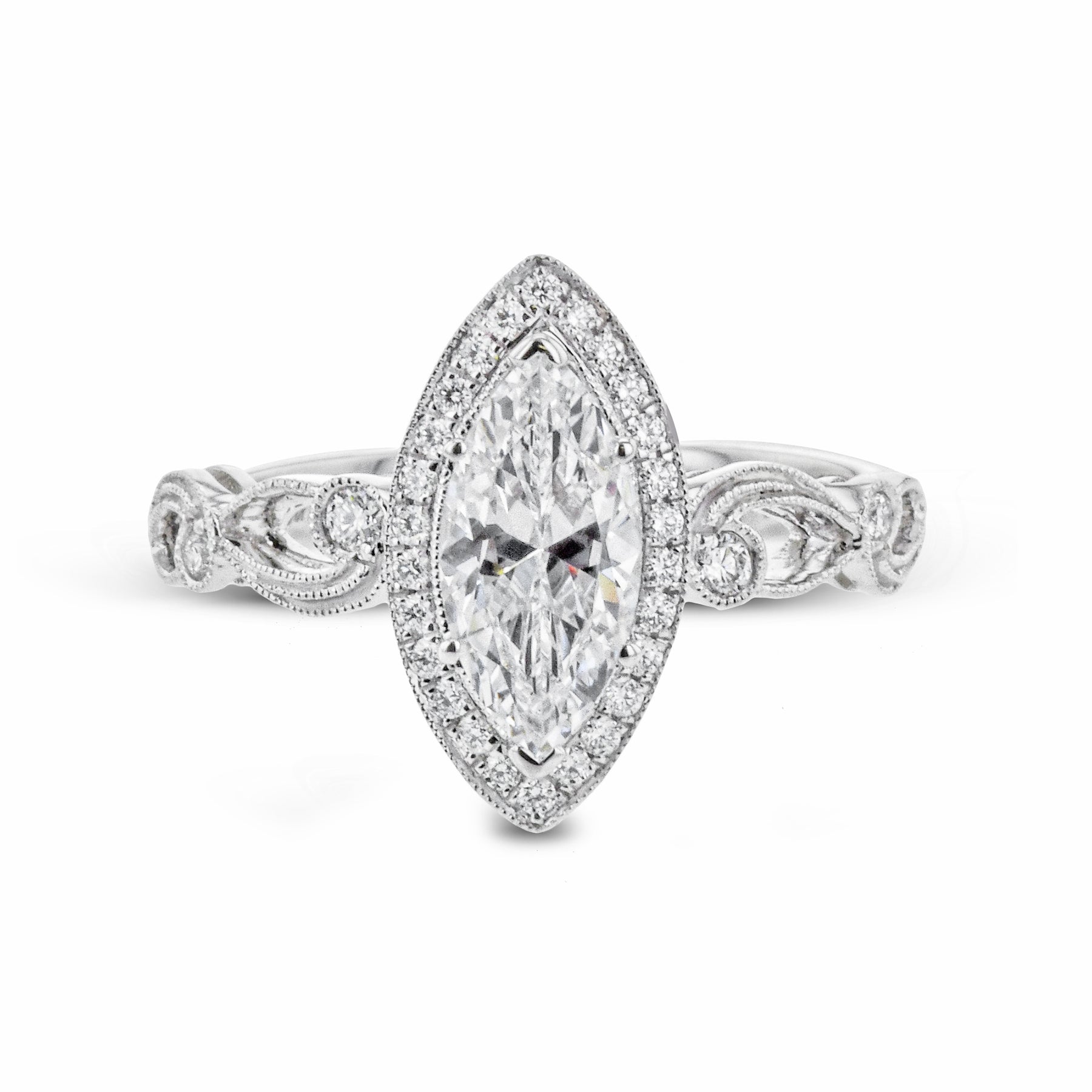 Marquise-Cut Halo Engagement Ring In 18k Gold With Diamonds TR526-MQ