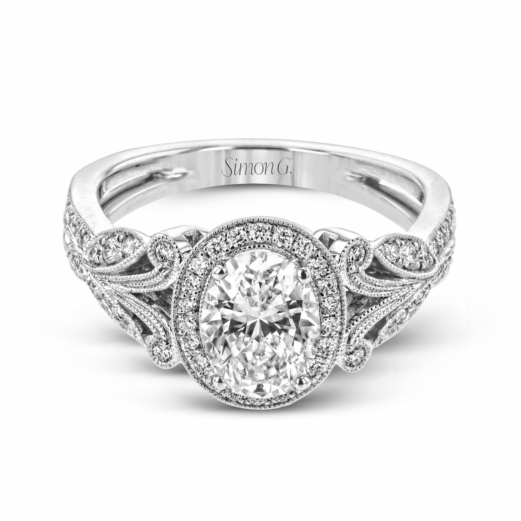 Oval-Cut Halo Engagement Ring In 18k Gold With Diamonds TR629-OV
