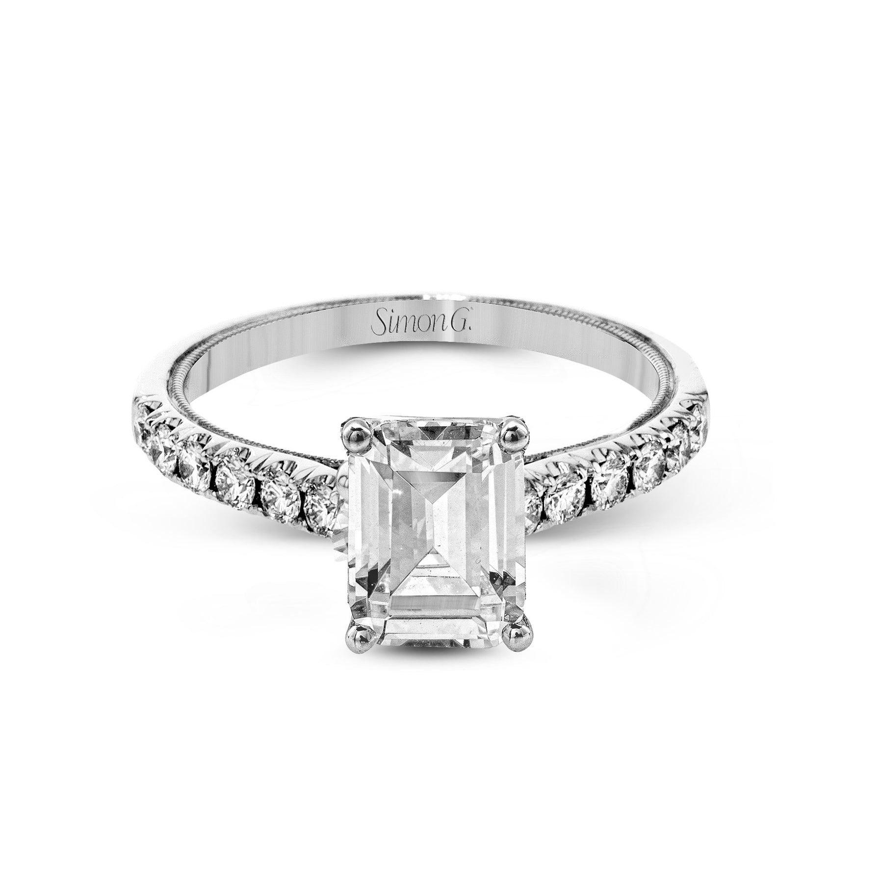 Emerald-Cut Engagement Ring In 18k Gold With Diamonds TR738-EM