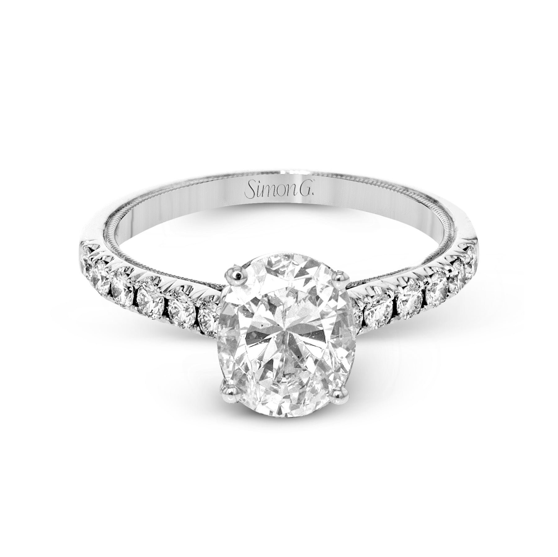 Oval-Cut Engagement Ring In 18k Gold With Diamonds TR738-OV