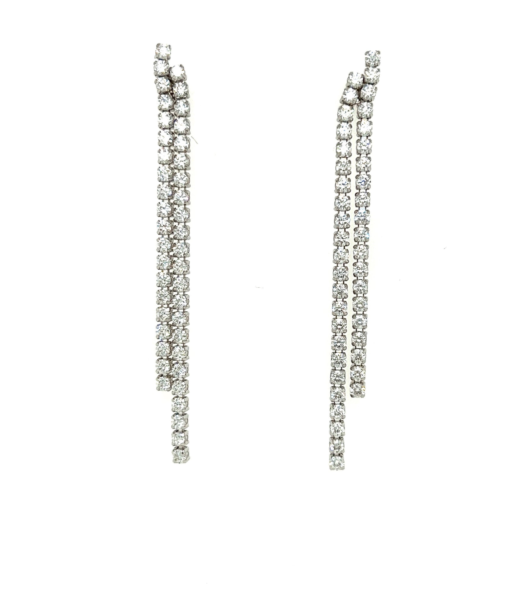 Two Row Diamond Line Drop Earrings 493-JSA