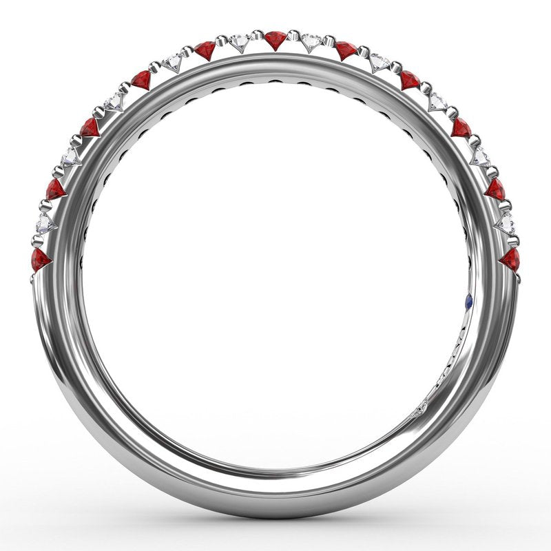 Delicate Ruby Shared Prong Anniversary Band W6201R - TBird