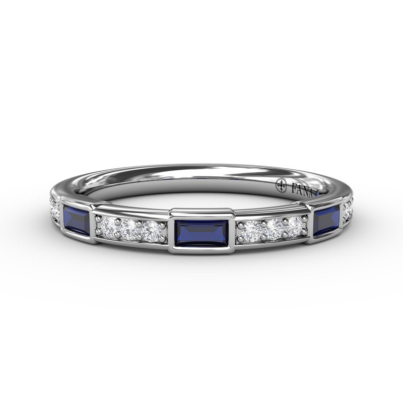Sapphire Baguette and Diamond Band W7344S - TBird