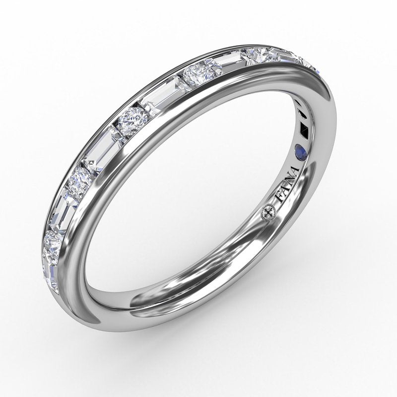 Alternating Baguette and Round Diamond Band W7417 - TBird