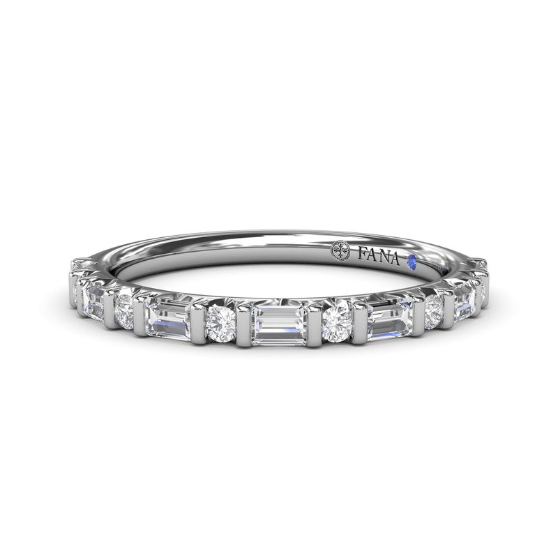 Alternating Round and Emerald Cut Diamond Band W7493 - TBird