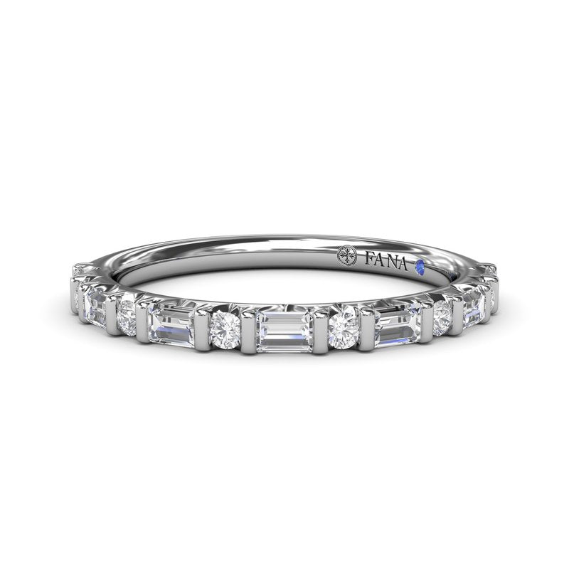 Alternating Round and Emerald Cut Diamond Band W7493 - TBird