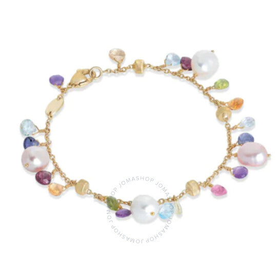 Paradise Collection 18K Yellow Gold Mixed Gemstone And Pearl Single Strand Bracelet